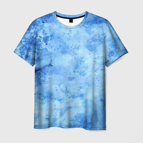 Мужская футболка 3D с принтом Красочная синева в Кировске, 100% полиэфир | прямой крой, круглый вырез горловины, длина до линии бедер | акварель | арт | искусство | краска | краски | рисунок | синева | синий | современное искусство