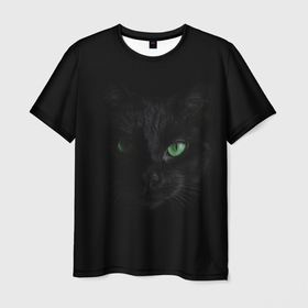 Мужская футболка 3D с принтом Хочу быть кошкой , 100% полиэфир | прямой крой, круглый вырез горловины, длина до линии бедер | Тематика изображения на принте: cat | глаза кошки | зеленоглазая кошка | кот | кошка