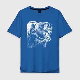 Мужская футболка хлопок Oversize с принтом Медвежья пасть в Новосибирске, 100% хлопок | свободный крой, круглый ворот, “спинка” длиннее передней части | брутальный | звериный оскал | медведь | медведь рычит | мужской | подарок | хищник
