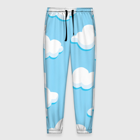 Мужские брюки 3D с принтом Белые облака в Тюмени, 100% полиэстер | манжеты по низу, эластичный пояс регулируется шнурком, по бокам два кармана без застежек, внутренняя часть кармана из мелкой сетки | арт | небо | облака | облако | природа | рисунок | синий