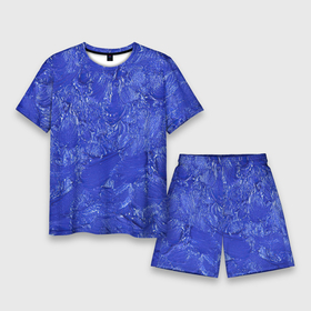 Мужской костюм с шортами 3D с принтом Синие мазки в Курске,  |  | акварель | арт | краски | мазки | мазки красок | рисунок | рисунок акварелью | рисунок красками