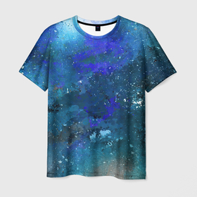 Мужская футболка 3D с принтом Космическое облако в Новосибирске, 100% полиэфир | прямой крой, круглый вырез горловины, длина до линии бедер | Тематика изображения на принте: акварель | арт | космическое облако | космос | краски | мазки | мазки красок | рисунок | рисунок акварелью | рисунок красками