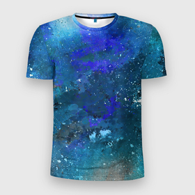 Мужская футболка 3D Slim с принтом Космическое облако в Новосибирске, 100% полиэстер с улучшенными характеристиками | приталенный силуэт, круглая горловина, широкие плечи, сужается к линии бедра | Тематика изображения на принте: акварель | арт | космическое облако | космос | краски | мазки | мазки красок | рисунок | рисунок акварелью | рисунок красками