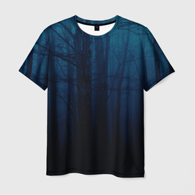 Мужская футболка 3D с принтом Gloomy forest в Тюмени, 100% полиэфир | прямой крой, круглый вырез горловины, длина до линии бедер | forest | gloomy forest | halloween | лес | мрачный лес | хэллоуин