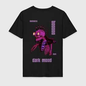Мужская футболка хлопок с принтом dark paradise в Санкт-Петербурге, 100% хлопок | прямой крой, круглый вырез горловины, длина до линии бедер, слегка спущенное плечо. | crazy | dark | gloomy | halloween | skeleton | skull | надписи | неон | скелет | хэллоуин | череп