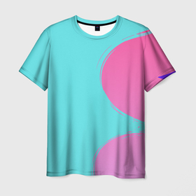 Мужская футболка 3D с принтом Розово голубой градиент в Петрозаводске, 100% полиэфир | прямой крой, круглый вырез горловины, длина до линии бедер | gradient | абстракция | геометрия | градиент | круги