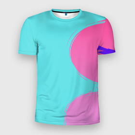 Мужская футболка 3D Slim с принтом Розово голубой градиент в Белгороде, 100% полиэстер с улучшенными характеристиками | приталенный силуэт, круглая горловина, широкие плечи, сужается к линии бедра | Тематика изображения на принте: gradient | абстракция | геометрия | градиент | круги