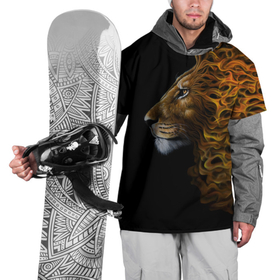 Накидка на куртку 3D с принтом ПЛАМЕННЫЙ ЛЕВ в Белгороде, 100% полиэстер |  | fire | flame | king | lion | вожак | голова | животные | звери | кошки | лев | огонь | пламя | царь