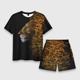Мужской костюм с шортами 3D с принтом ПЛАМЕННЫЙ ЛЕВ ,  |  | fire | flame | king | lion | вожак | голова | животные | звери | кошки | лев | огонь | пламя | царь