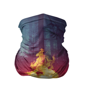 Бандана-труба 3D с принтом Пикник в лесу в Кировске, 100% полиэстер, ткань с особыми свойствами — Activecool | плотность 150‒180 г/м2; хорошо тянется, но сохраняет форму | искра | костёр | лес | лето | ночь | огонь | природа