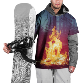 Накидка на куртку 3D с принтом Пикник в лесу в Петрозаводске, 100% полиэстер |  | Тематика изображения на принте: искра | костёр | лес | лето | ночь | огонь | природа