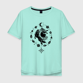 Мужская футболка хлопок Oversize с принтом Волки из легенд в Санкт-Петербурге, 100% хлопок | свободный крой, круглый ворот, “спинка” длиннее передней части | волк | волки | кельты | русь | символ | славяне | славянское | язычество
