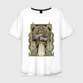 Мужская футболка хлопок Oversize с принтом Бог славянский в Санкт-Петербурге, 100% хлопок | свободный крой, круглый ворот, “спинка” длиннее передней части | кельтское | кельты | один | русь | символ | славяне | славянское | язычество