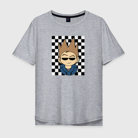 Мужская футболка хлопок Oversize с принтом Tom Edds в Новосибирске, 100% хлопок | свободный крой, круглый ворот, “спинка” длиннее передней части | парень | персонаж | прическа | прямоугольник | шашка