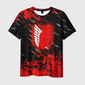 Мужская футболка 3D с принтом Атака Титанов: Red , 100% полиэфир | прямой крой, круглый вырез горловины, длина до линии бедер | attack on titan | monsters | аниме | атака титанов | монстры | титаны