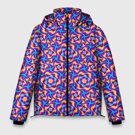 Мужская зимняя куртка 3D с принтом Красочный фон с цветами в Новосибирске, верх — 100% полиэстер; подкладка — 100% полиэстер; утеплитель — 100% полиэстер | длина ниже бедра, свободный силуэт Оверсайз. Есть воротник-стойка, отстегивающийся капюшон и ветрозащитная планка. 

Боковые карманы с листочкой на кнопках и внутренний карман на молнии. | абстракция | аум | галлюцинация | зазеркалье | игра ума | иллюзии | индиго | майя | мантра | медитация | мираж | неон | нирвана | обман зрения | ом | оптические иллюзии | просветление | психоделика