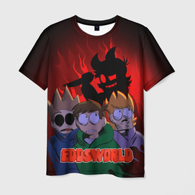 Мужская футболка 3D с принтом Tord devil , 100% полиэфир | прямой крой, круглый вырез горловины, длина до линии бедер | Тематика изображения на принте: дьявол | нож | огонь | персонажи