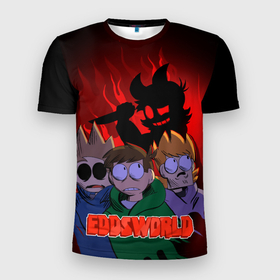 Мужская футболка 3D Slim с принтом Tord devil в Белгороде, 100% полиэстер с улучшенными характеристиками | приталенный силуэт, круглая горловина, широкие плечи, сужается к линии бедра | Тематика изображения на принте: дьявол | нож | огонь | персонажи
