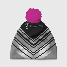 Шапка 3D c помпоном с принтом [Mercedes Benz] Текстура в Тюмени, 100% полиэстер | универсальный размер, печать по всей поверхности изделия | amg | mercedes | mercedesamg gt | sport | амг | мерседес | мерседесбенц амг | спорт