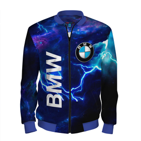 Мужской бомбер 3D с принтом [BMW] Синяя молния в Петрозаводске, 100% полиэстер | застегивается на молнию, по бокам два кармана без застежек, по низу бомбера и на воротнике - эластичная резинка | bmw | bmw performance | m | motorsport | performance | бмв | моторспорт