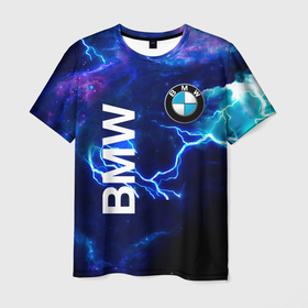 Мужская футболка 3D с принтом [BMW] Синяя молния в Белгороде, 100% полиэфир | прямой крой, круглый вырез горловины, длина до линии бедер | bmw | bmw performance | m | motorsport | performance | бмв | моторспорт