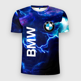 Мужская футболка 3D спортивная с принтом [BMW] Синяя молния в Тюмени, 100% полиэстер с улучшенными характеристиками | приталенный силуэт, круглая горловина, широкие плечи, сужается к линии бедра | Тематика изображения на принте: bmw | bmw performance | m | motorsport | performance | бмв | моторспорт