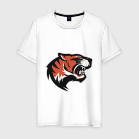 Мужская футболка хлопок с принтом Tiger Mood в Екатеринбурге, 100% хлопок | прямой крой, круглый вырез горловины, длина до линии бедер, слегка спущенное плечо. | 2022 | animal | cat | lion | tiger | год тигра | животные | зверь | зубы | кот | кошка | лев | охотник | полосатый | природа | тигр | тигренок | тигрица | хищник