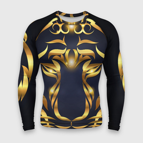 Мужской рашгард 3D с принтом Золотой символ года Тигр в Тюмени,  |  | в чем встречать новый год | золотой узор | идея подарка на новый год | подарок на новый год | символ нового года | тигр золотой | тигр символ года 2022 | узоры из золота