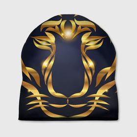 Шапка 3D с принтом Золотой символ года Тигр в Санкт-Петербурге, 100% полиэстер | универсальный размер, печать по всей поверхности изделия | в чем встречать новый год | золотой узор | идея подарка на новый год | подарок на новый год | символ нового года | тигр золотой | тигр символ года 2022 | узоры из золота