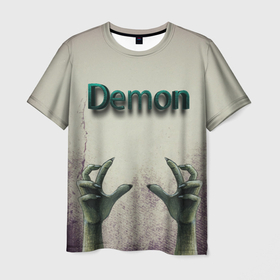Мужская футболка 3D с принтом Demon в Новосибирске, 100% полиэфир | прямой крой, круглый вырез горловины, длина до линии бедер | halloween | арт | графика | демон | зомби | мистика | праздник | ужасы | хэллоуин