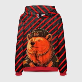 Мужская толстовка 3D с принтом Медведь в форме в Екатеринбурге, 100% полиэстер | двухслойный капюшон со шнурком для регулировки, мягкие манжеты на рукавах и по низу толстовки, спереди карман-кенгуру с мягким внутренним слоем. | red alert | красная тревога | медведь | медведь в ушанке | медведь в форме | медведь в шапке | медведь в шляпе | медведь ссср | мишка | мишка в форме | русский медведь | русский медведь в форме | солдат
