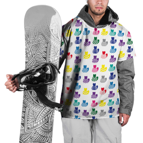 Накидка на куртку 3D с принтом Узор из котов в Тюмени, 100% полиэстер |  | животные | кот | кошка | орнамент | разноцветный | символ | узор | цветной | яркий