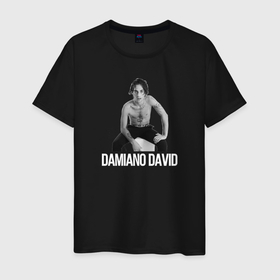 Мужская футболка хлопок с принтом Damiano David , 100% хлопок | прямой крой, круглый вырез горловины, длина до линии бедер, слегка спущенное плечо. | damiano david | maneskin | вокалист | давид дамиано | манескин