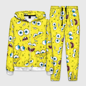 Мужской костюм 3D с принтом Губка Боб   SpongeBob pattern в Курске, 100% полиэстер | Манжеты и пояс оформлены тканевой резинкой, двухслойный капюшон со шнурком для регулировки, карманы спереди | Тематика изображения на принте: sponge bob | spongebob | губка боб | квадратные штаны | сквэр пэнтс | спанч боб