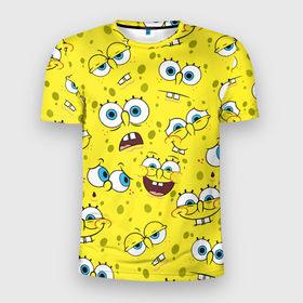 Мужская футболка 3D Slim с принтом Губка Боб   SpongeBob pattern , 100% полиэстер с улучшенными характеристиками | приталенный силуэт, круглая горловина, широкие плечи, сужается к линии бедра | sponge bob | spongebob | губка боб | квадратные штаны | сквэр пэнтс | спанч боб