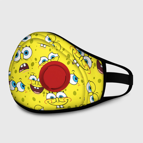 Маска из неопрена с принтом Губка Боб   SpongeBob pattern в городе Новоалтайск, неопрен 100% | Форма огибающая нос. Резинки для ушей с дополнительной резинкой на затылке. Клапан для выдоха для активного дыхания при занятиях спортом. Эластичный материал маски и окантовки для лучшего растяжения и прилегания маски.  | sponge bob | spongebob | губка боб | квадратные штаны | сквэр пэнтс | спанч боб