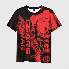Мужская футболка 3D с принтом Gears 5   Gears of War в Курске, 100% полиэфир | прямой крой, круглый вырез горловины, длина до линии бедер | gears 5 | gears of war | винтовка лансер | игры | череп | шестерёнка