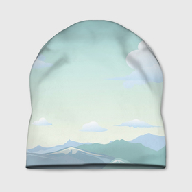 Шапка 3D с принтом Чистая природа в Кировске, 100% полиэстер | универсальный размер, печать по всей поверхности изделия | арт | голубое небо | гора | горы | небо | облака | облако | природа | рисунок | синее небо | синий
