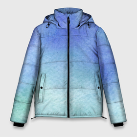 Мужская зимняя куртка 3D с принтом Небесная синева в Курске, верх — 100% полиэстер; подкладка — 100% полиэстер; утеплитель — 100% полиэстер | длина ниже бедра, свободный силуэт Оверсайз. Есть воротник-стойка, отстегивающийся капюшон и ветрозащитная планка. 

Боковые карманы с листочкой на кнопках и внутренний карман на молнии. | Тематика изображения на принте: акварель | арт | краски | мазки | мазки красок | небо | облака | облако | рисунок | рисунок акварелью | рисунок красками