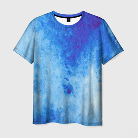 Мужская футболка 3D с принтом Заморозки в Екатеринбурге, 100% полиэфир | прямой крой, круглый вырез горловины, длина до линии бедер | акварель | арт | заморозки | краски | лёд | мазки | мазки красок | рисунок | рисунок акварелью | рисунок красками