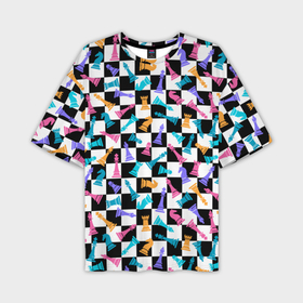 Мужская футболка oversize 3D с принтом Разноцветные Шахматные Фигуры ,  |  | 