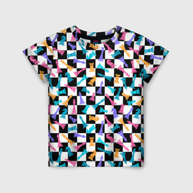 Детская футболка 3D с принтом Разноцветные Шахматные Фигуры в Тюмени, 100% гипоаллергенный полиэфир | прямой крой, круглый вырез горловины, длина до линии бедер, чуть спущенное плечо, ткань немного тянется | 