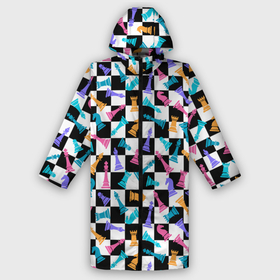 Мужской дождевик 3D с принтом Разноцветные Шахматные Фигуры ,  |  | 