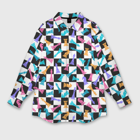 Мужская рубашка oversize 3D с принтом Разноцветные Шахматные Фигуры ,  |  | 