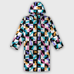 Женский дождевик 3D с принтом Разноцветные Шахматные Фигуры ,  |  | Тематика изображения на принте: 