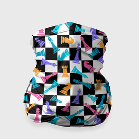 Бандана-труба 3D с принтом Разноцветные Шахматные Фигуры , 100% полиэстер, ткань с особыми свойствами — Activecool | плотность 150‒180 г/м2; хорошо тянется, но сохраняет форму | Тематика изображения на принте: 