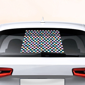 Наклейка на авто - для заднего стекла с принтом Разноцветные Шахматные Фигуры , ПВХ | Точные размеры наклейки зависят от выбранного изображения (ширина не больше 75 мм, высота не больше 45 мм) | Тематика изображения на принте: 
