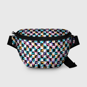 Поясная сумка 3D с принтом Разноцветные Шахматные Фигуры в Тюмени, 100% полиэстер | плотная ткань, ремень с регулируемой длиной, внутри несколько карманов для мелочей, основное отделение и карман с обратной стороны сумки застегиваются на молнию | 