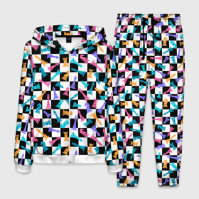 Мужской костюм 3D с принтом Разноцветные Шахматные Фигуры в Тюмени, 100% полиэстер | Манжеты и пояс оформлены тканевой резинкой, двухслойный капюшон со шнурком для регулировки, карманы спереди | 