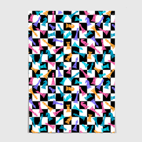 Постер с принтом Разноцветные Шахматные Фигуры в Тюмени, 100% бумага
 | бумага, плотность 150 мг. Матовая, но за счет высокого коэффициента гладкости имеет небольшой блеск и дает на свету блики, но в отличии от глянцевой бумаги не покрыта лаком | 